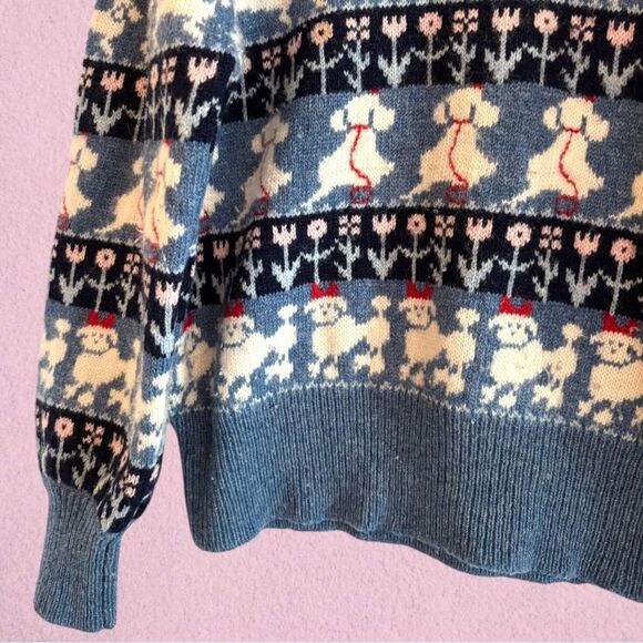 Vintage 80s Susan Bristol wool sweater dog print - Picture 4 of 9